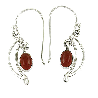 सुंदर कार्नेलियन रत्न चांदी की बालियां