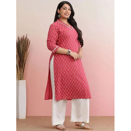 Womens Rayon Printed Straight Kurti With Pant Set