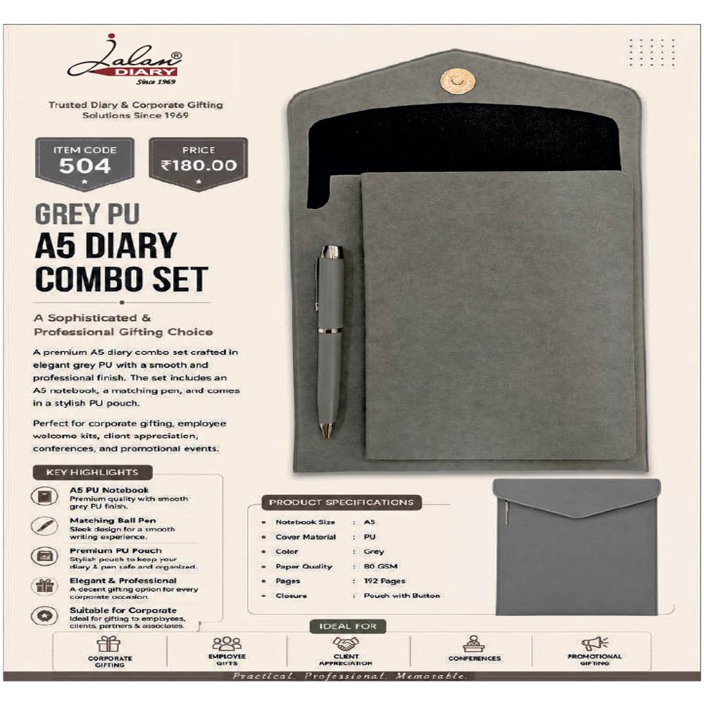 Jalan Item Code -504 Grey Pu A5 Diary Combo Set 