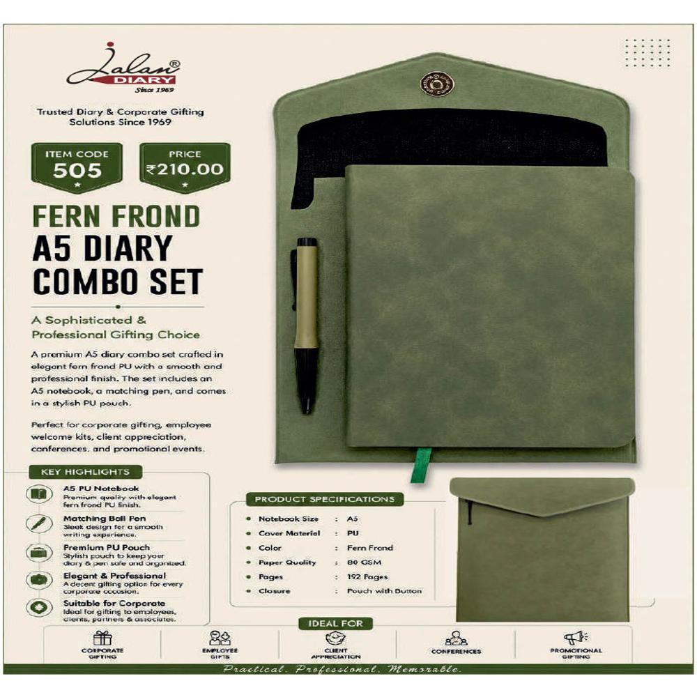 Jalan Item Code -505 Fern Fround A5 Diary Combo Set