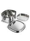 Glamware heavy clip stainless steel square lunch box with plate