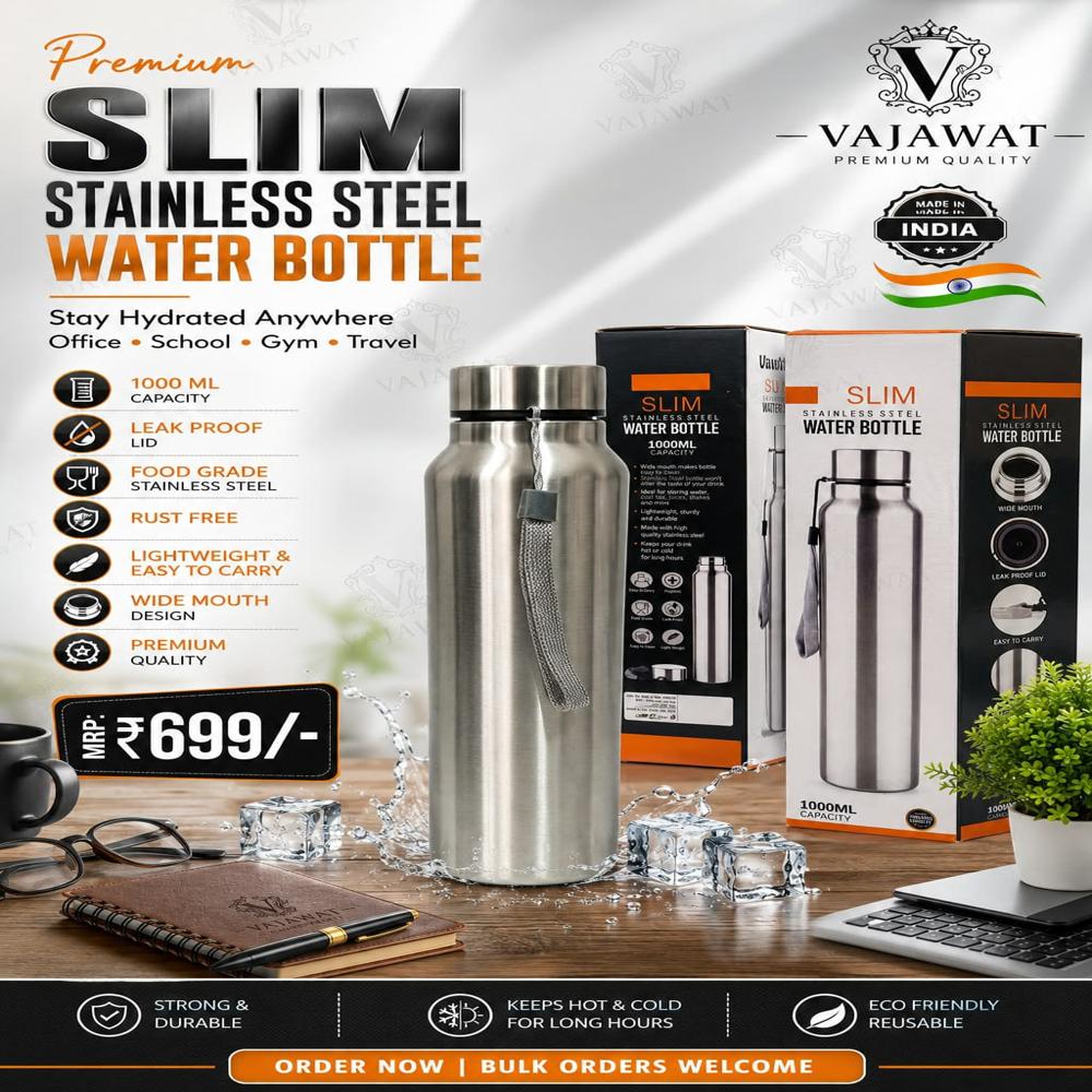 Stainless Steel  Water Bottle  Premium Quality 1 Litre