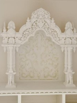 Peacock Elephant Design Marble Temple - Color: White & Customizable