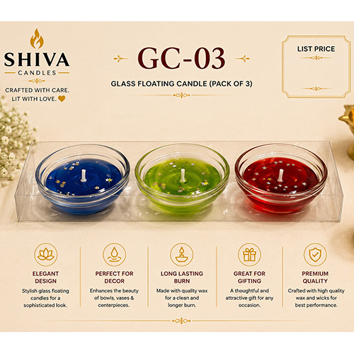 GC-03 Glass Floating Candle Pack Of 3