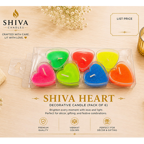 Shiva Heart Decorative Candle Pack Of 6