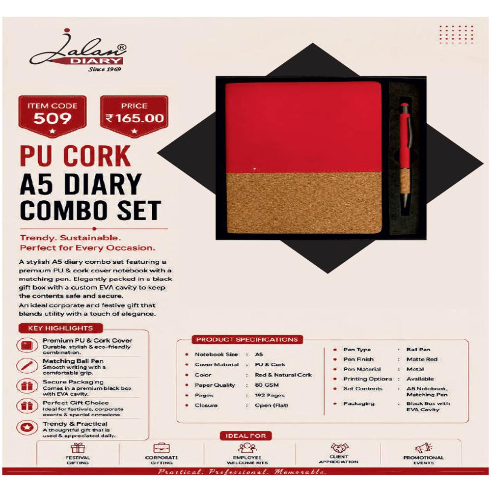 Jalan Item Code -509 Pu Cork A5 Diary Combo Set