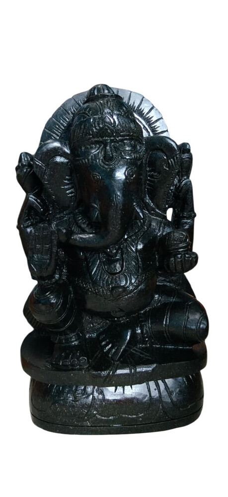 Lord Ganapati Black Marble Statue