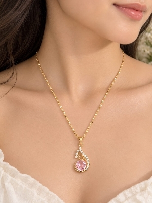 Pink Crystal Pendant Necklace