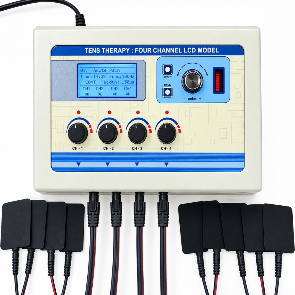 New Model 4 Channel TENS Therapy Machine with LCD Display, TENS Therapy