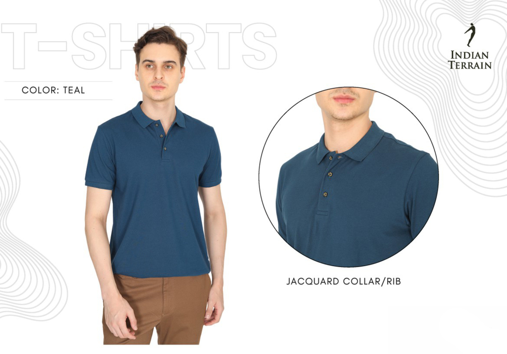 Teal Color Indian Terrain T-Shirt