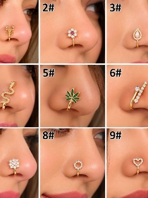 Designer Gold Plated Nose Pin Set a   9 Designs