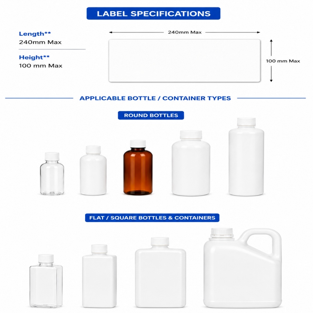Sticker labelling machine for flat and round bottle