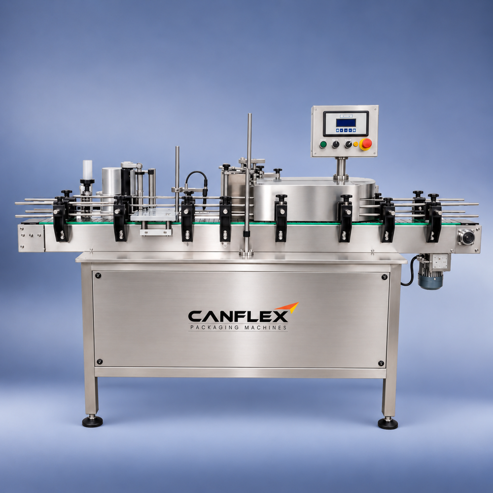 Sticker labelling machine for round bottles (with servo)