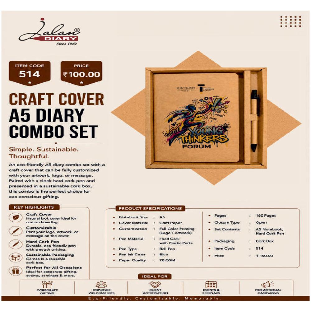 Jalan Item Code -514 Carft Cover A5 Diary Combo Set