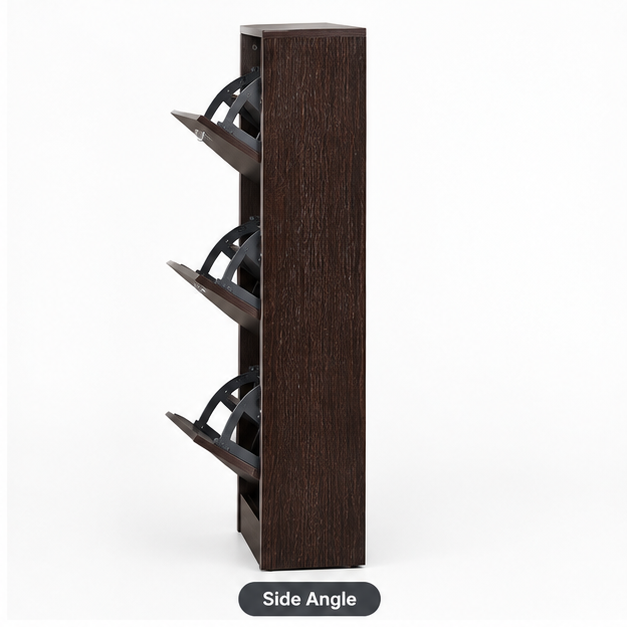 Shoe Racks - Engineered Wood 30x12x24 Inches, Natural Matte Finish | 3-shelf Multi-tier Storage, Water Resistant, Handcrafted