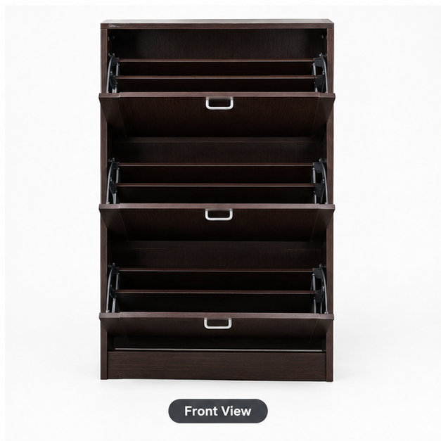 Shoe Racks - Engineered Wood 30x12x24 Inches, Natural Matte Finish | 3-shelf Multi-tier Storage, Water Resistant, Handcrafted