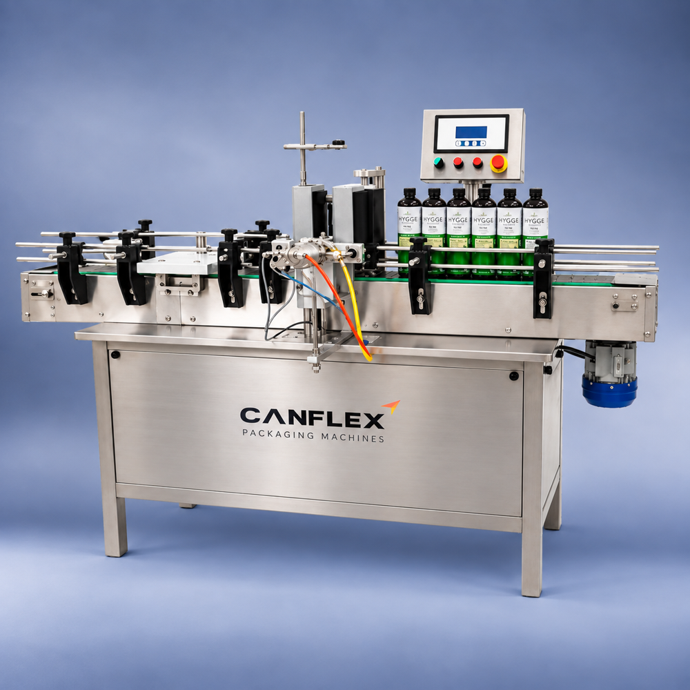 Sticker labelling machine for round bottle (pneumatic)