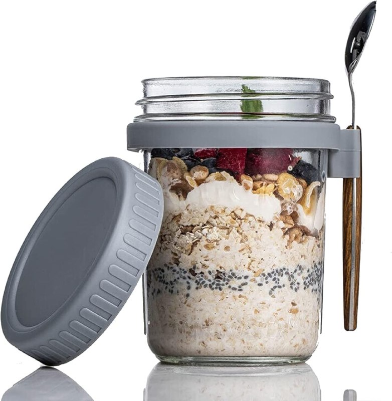 Glass Overnight Oats Jar With Spoon