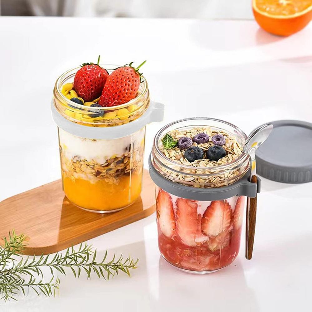 Glass Overnight Oats Jar With Spoon