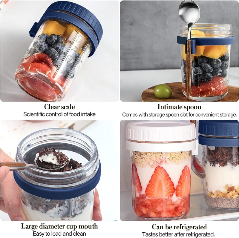 Glass Overnight Oats Jar With Spoon