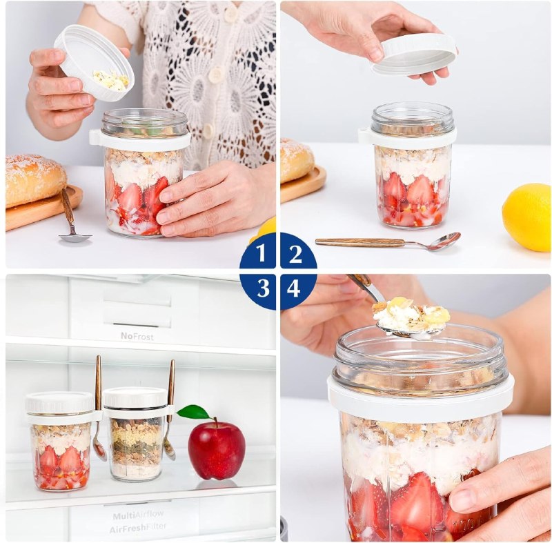 Glass Overnight Oats Jar With Spoon