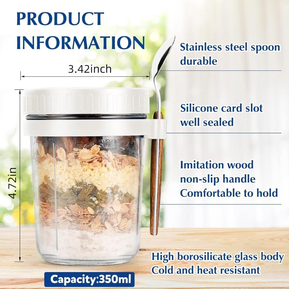 Glass Overnight Oats Jar With Spoon