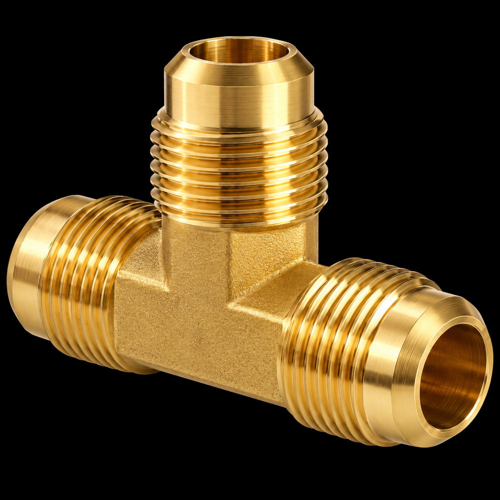 Brass Flare Tee Union - Color: Golden