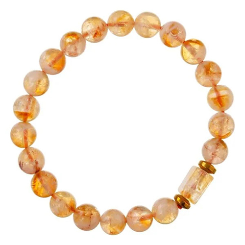 Citrine Tumbler Bracelet for Women Mens Gifts - Protection Healing Crystal Bracelet - 8mm Gemstone Beaded Adjustable