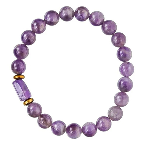 Amethyst Tumbler Bracelet for Women Mens Gifts - Protection Healing Crystal Bracelet - 8mm Gemstone Beaded Adjustable