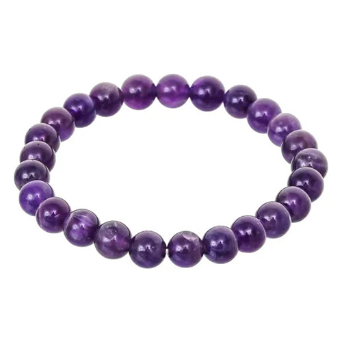 Amethyst Plain Bracelet for Women Mens Gifts - Protection Healing Crystal Bracelet - 8mm Gemstone Beaded Adjustable