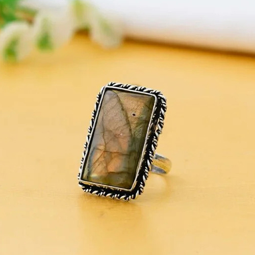Arts Crystal Products Natural Labradorite Ring Set for Women,Vintage Joint Knuckle Stackable Rings Oval Gemstone Ring