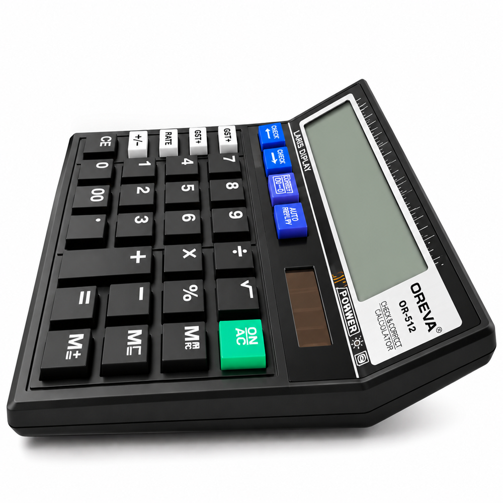 OREVA OR-512 Check & Correct Calculator | Large Display Desktop Calculator with GST+, GST-, Rate & 120 step check