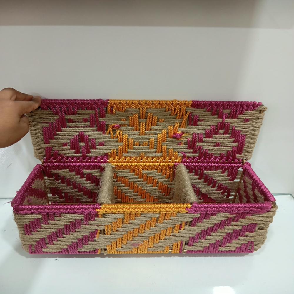 Jute Storage Box - Color: Multi- Color