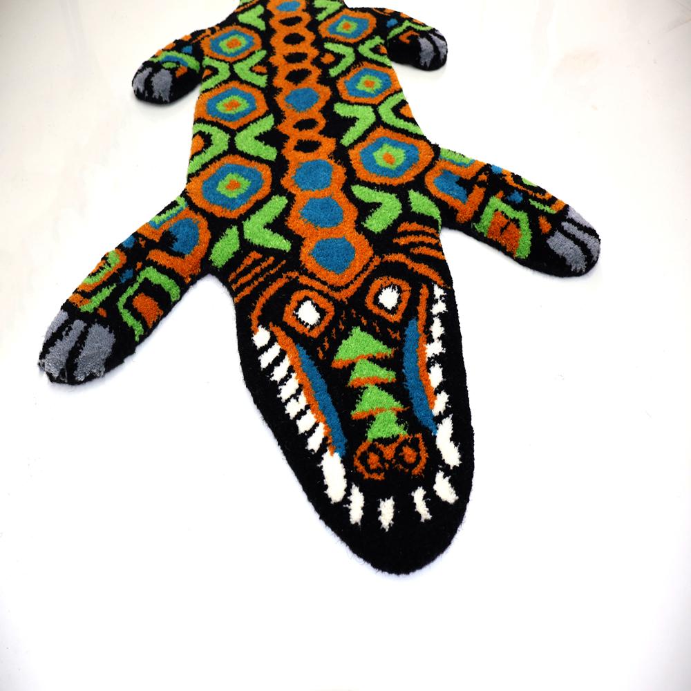 Handmade Wool Tufted Crocodile Rug Custom Animal Shaped Runner Carpet Modern Home Decor