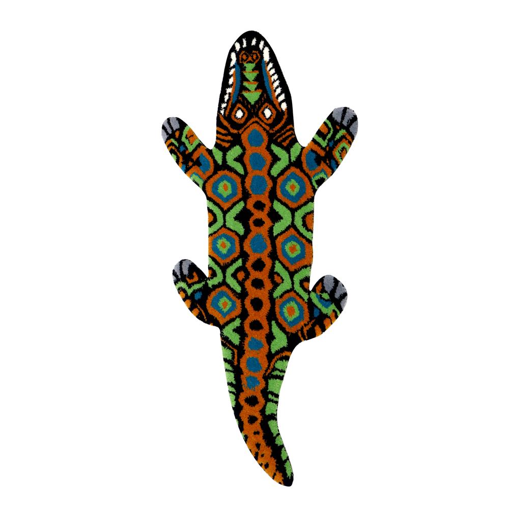 Handmade Wool Tufted Crocodile Rug Custom Animal Shaped Runner Carpet Modern Home Decor