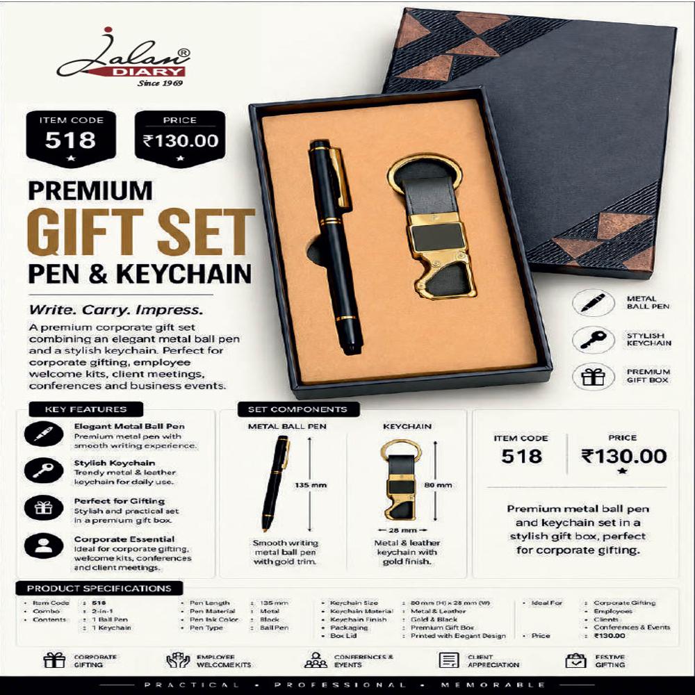 Jalan Item Code -518 Premium Gift Set Pen & Keychain