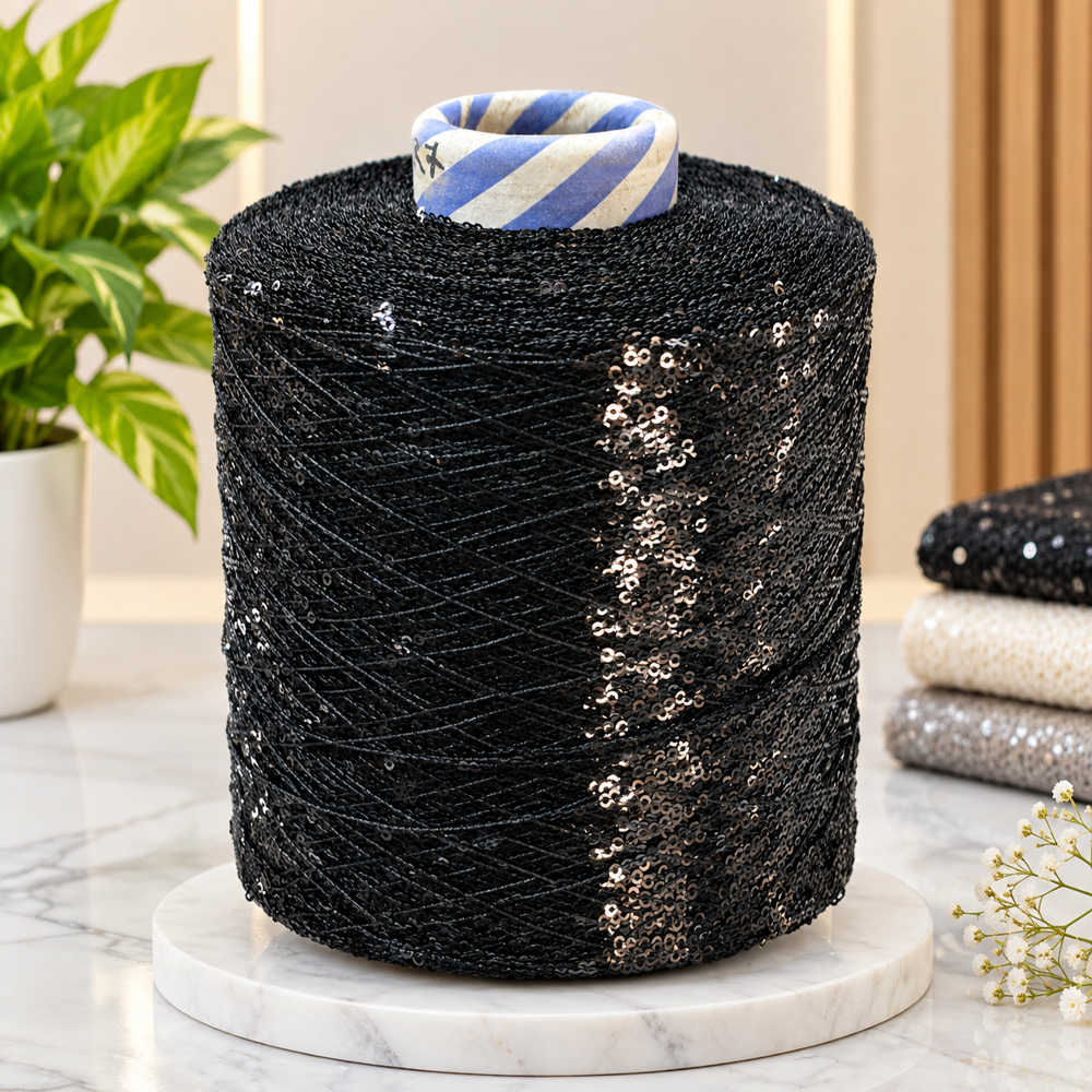 3 Mm Black Sequnce Chain Yarns - Application: Embroidery & Garment Decoration