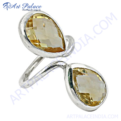 अद्भुत सिट्रीन 925 सिल्वर क्रॉस रिंग