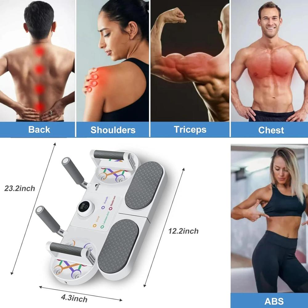 3 in 1 Muscles Exercise Push Up Board with Resistance Bands