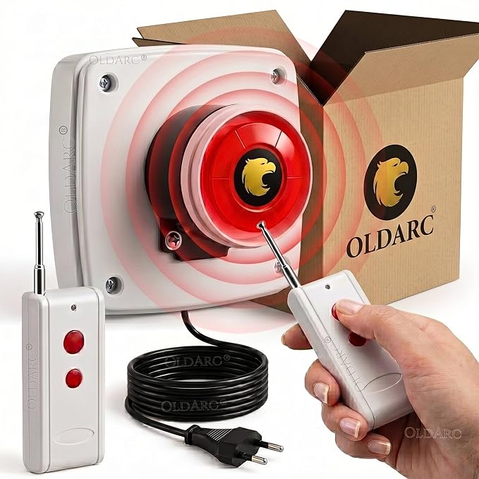 OldArc RS2 Pro Remote Control Panic Alarm | 300m Long Range Remote Siren Hooter | 2 Remote | Emergency Call Panic Button for Elderly & Society Security Guard | Wireless SOS Loud Alarm for Home.