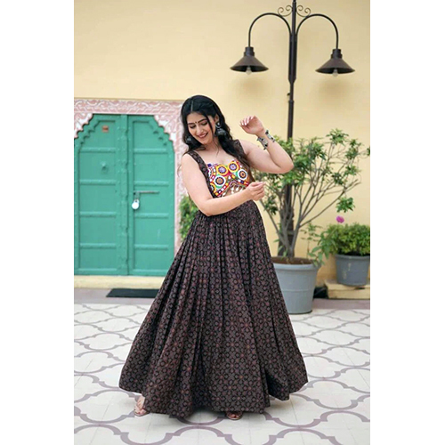 Black Faux Georgette Designer Gown
