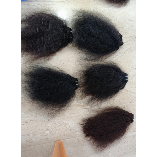 Curly Machine Weft Hair - Color: Natural Black To Brown Variations