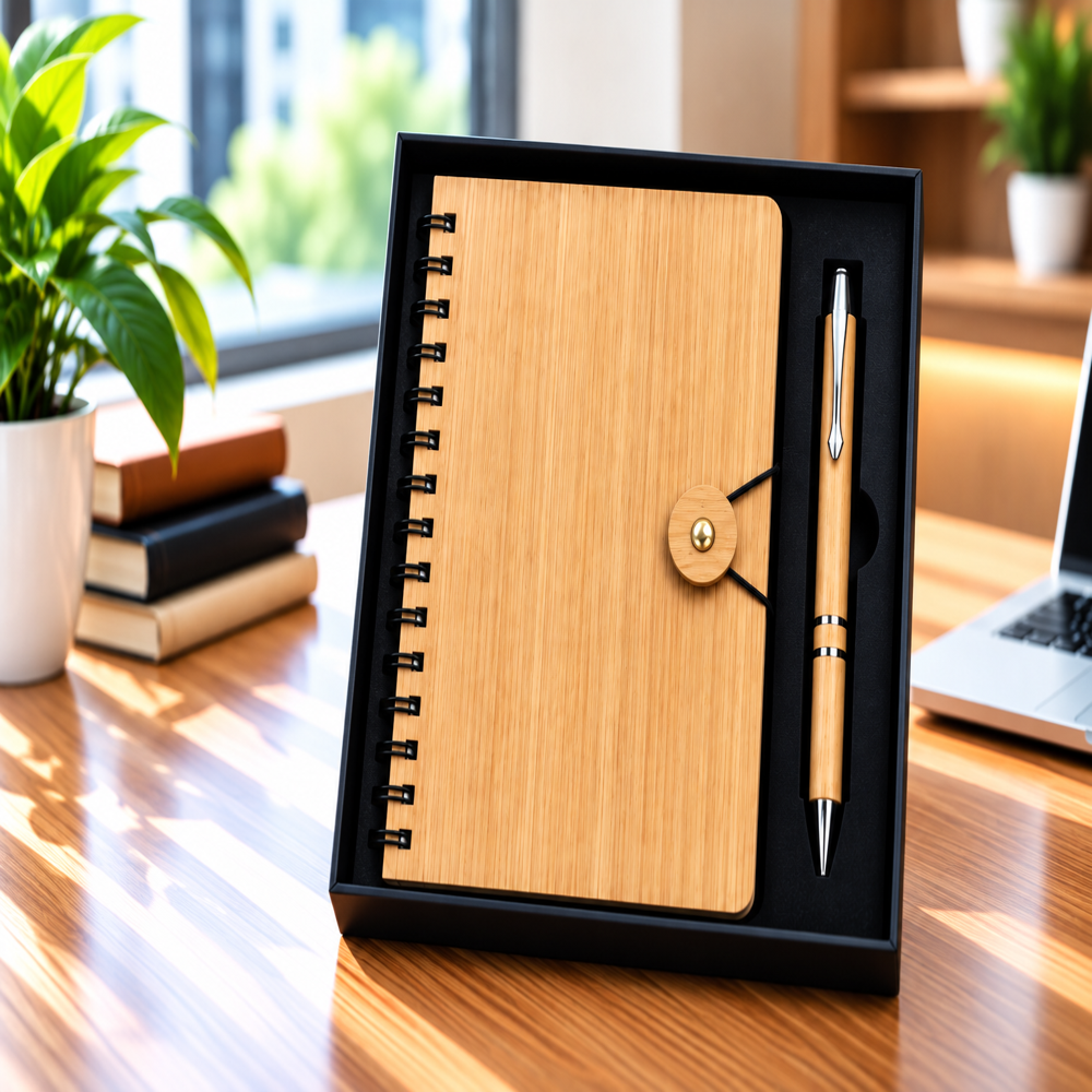 Jalan Item Code -520 Wooden Cover A5 Diary Combo Set 