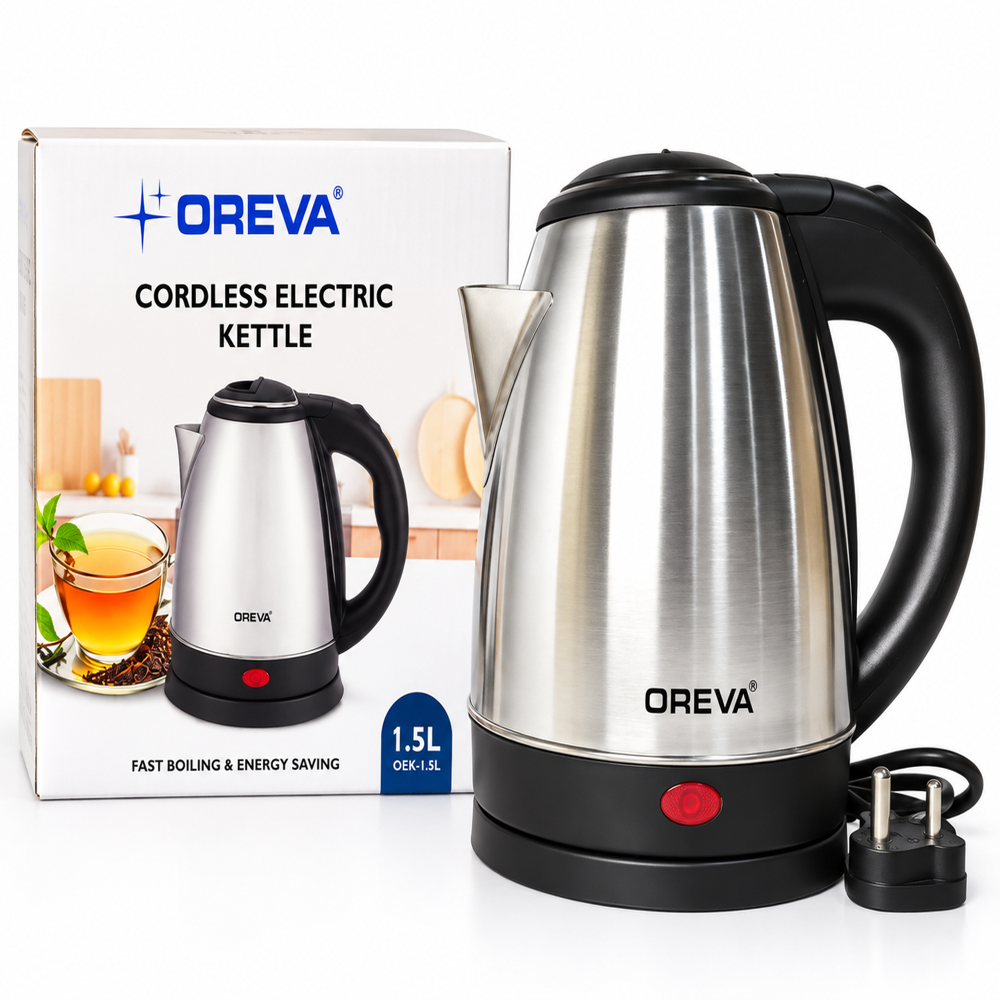 OREVA 1.5 L Stainless Steel cordless Electric Kettle