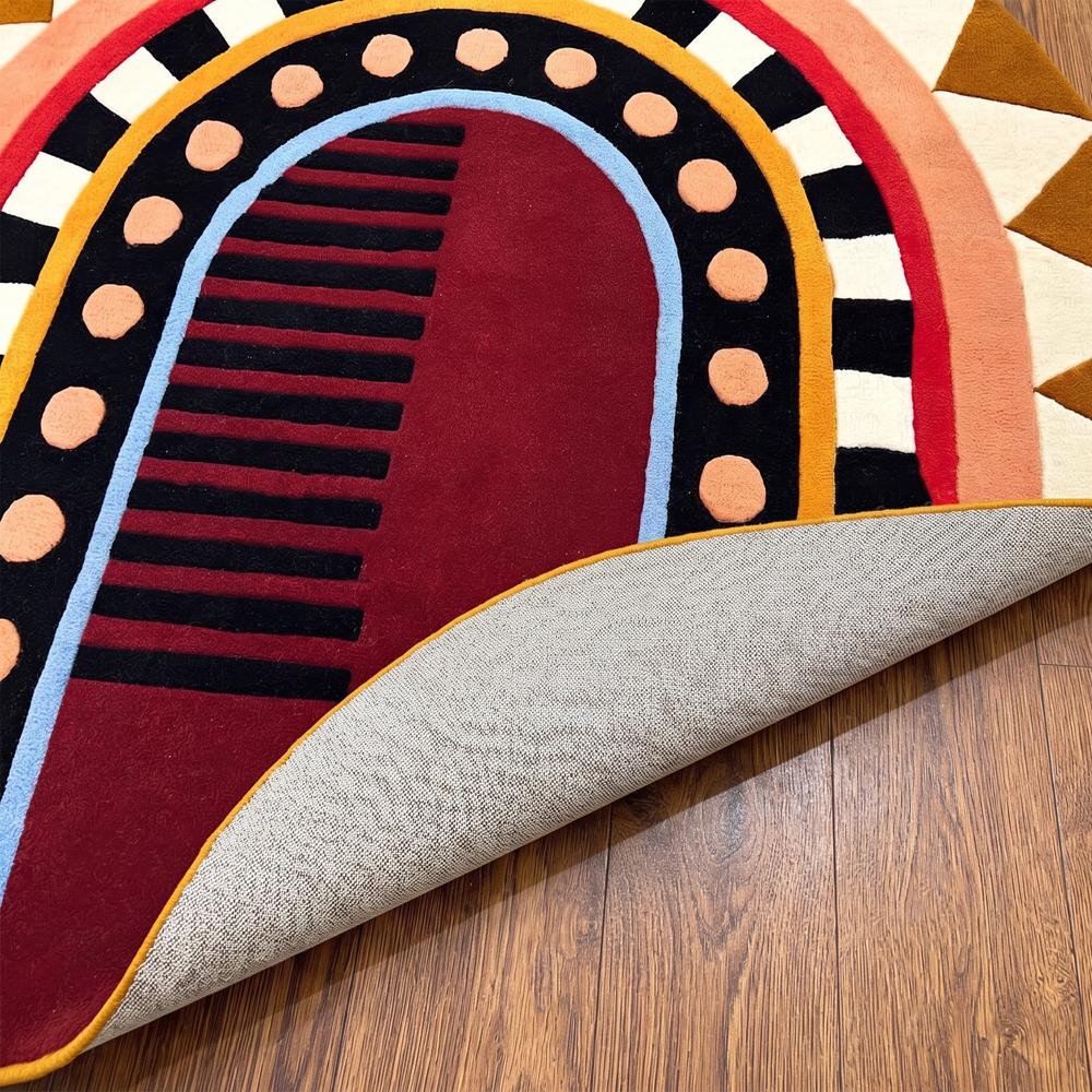 Hand Tufted Wool Abstract Oval Rug Modern Geometric Area Carpet Handmade Custom Floor Rug for Bedroom Living Room Decor