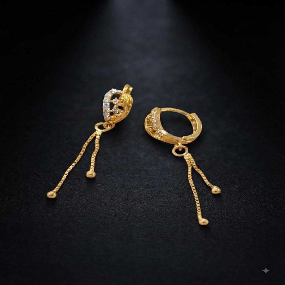 Gold Plated CZ Chain Drop Earrings for Women