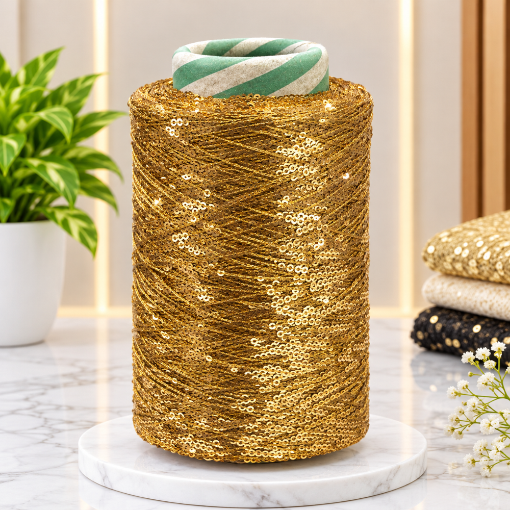 3Mm Jari Gold Sequnce Yarn - Application: Garment Decoration & Embroidery