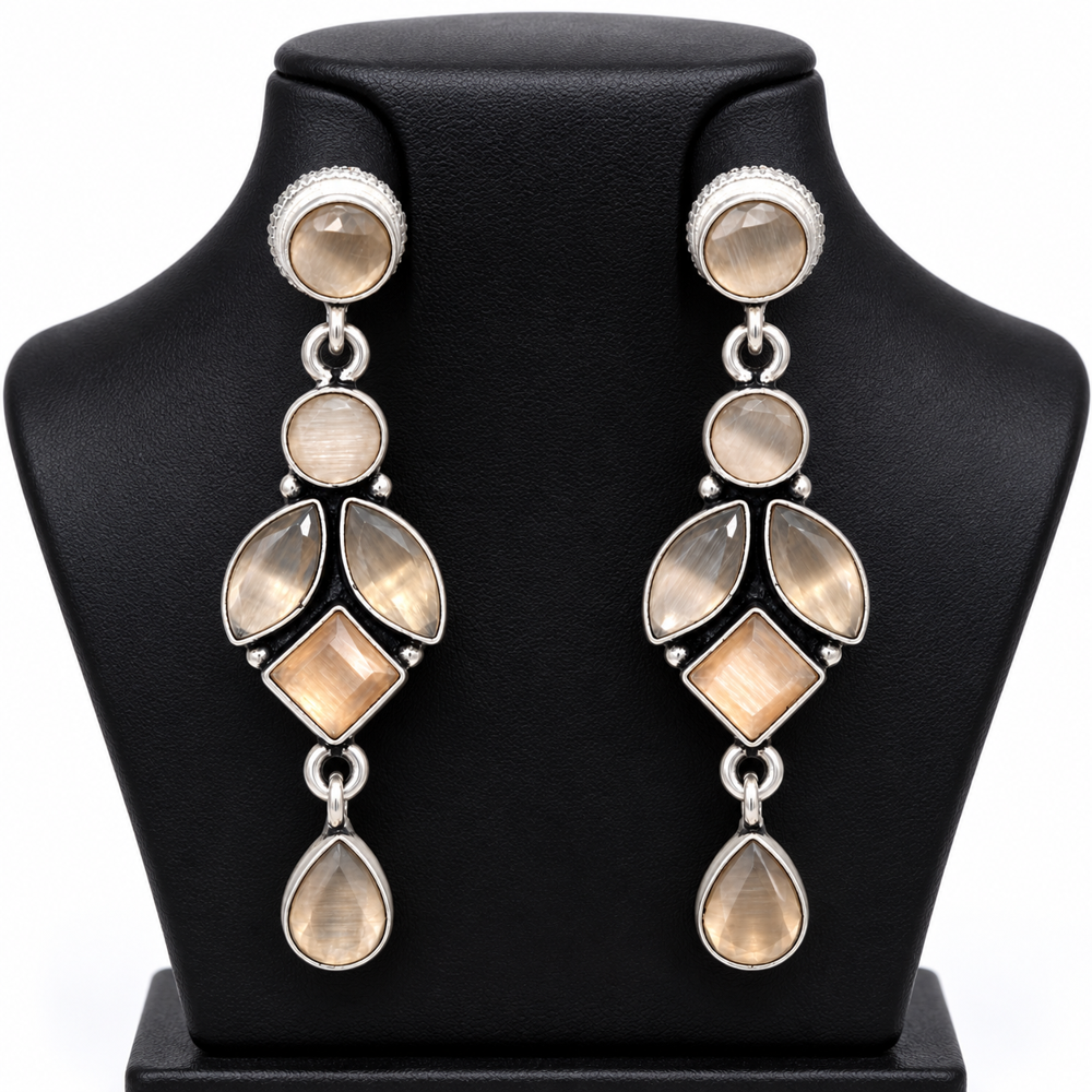 Fashion Peach Color Artificel Fashion Earrings - Material: Brass