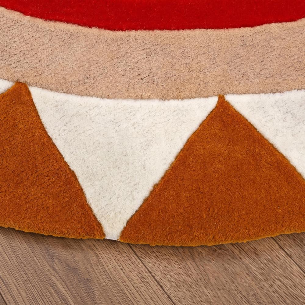 Hand Tufted Wool Round Rug Modern Geometric Abstract Area Carpet Handmade Custom Circular Floor Rug Home Bedroom Decor