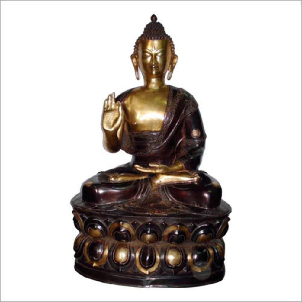 Buddha Brass Statue - Handcrafted Using Sand Casting Techniques | Spiritual Lucky Gift For Deepawali, Birthdays, Weddings, Anniversaries, And Thanksgiving
